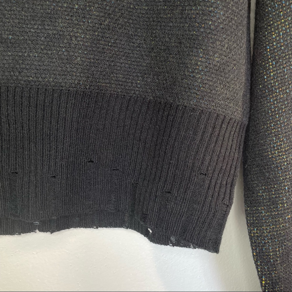 S, M, L NWT DISTRESSED BLACK YELLOW ORANGE BLUE CREW NECK SWEATER - Picture 4 of 8